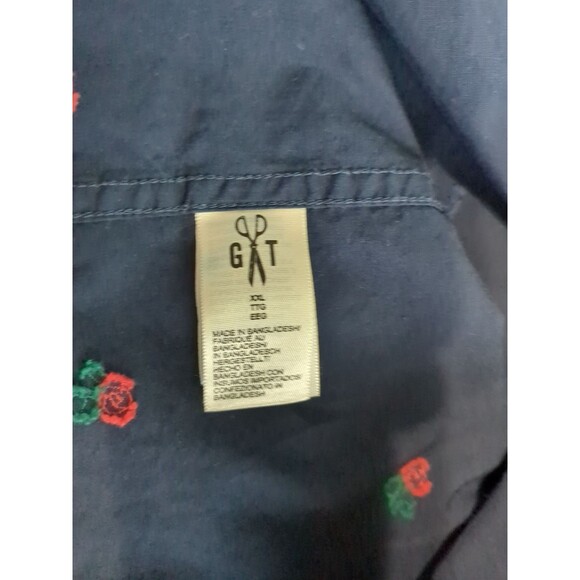 Goodthreads Mens Long Sleeve Button Up Shirt Blue Red Flowers XXL - Picture 7 of 9